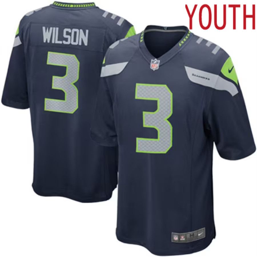 Youth Seattle Seahawks #3 Russell Wilson Nike College Navy Team Color Game NFL Jersey